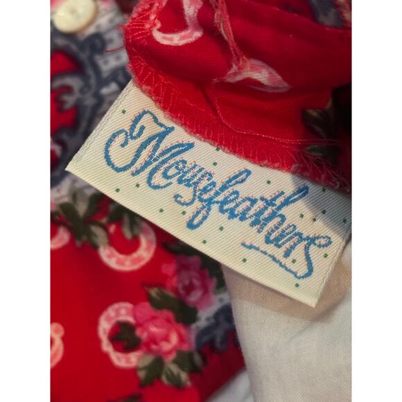 Vintage Mousefeathers Red Floral Print Short Sleeves Collared  Dress Size 12M - Picture 7 of 8